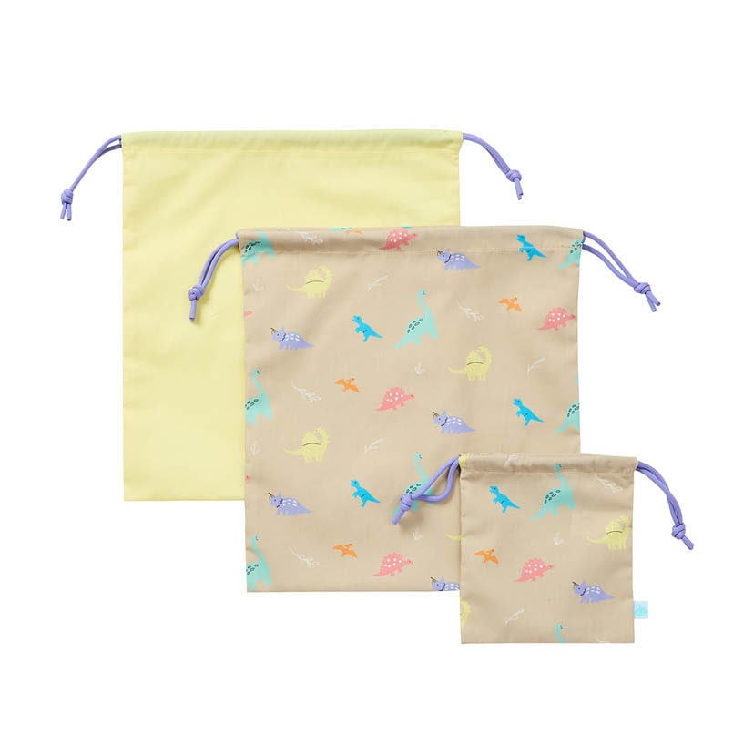 きんちゃく3枚セット/ダイナソー/サンドベージュ