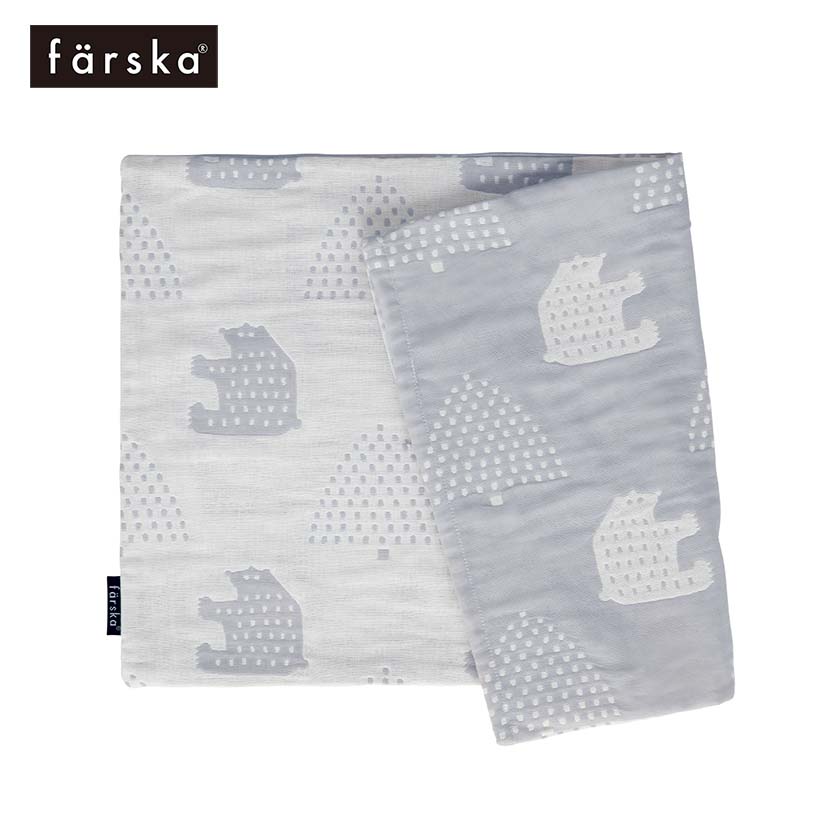 3重ガーゼ まくらカバー/モリノクマスカイグレー