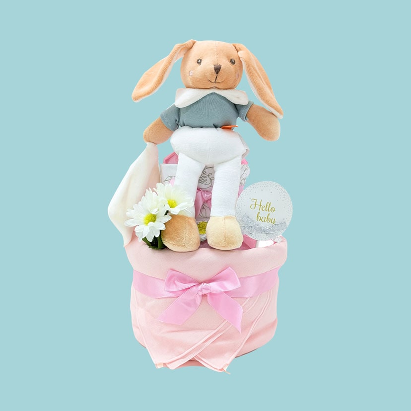 ダイパーケーキ/おくるみハンカチピンク